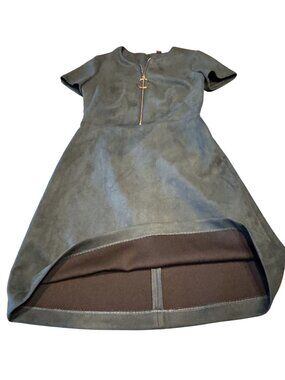 Calvin Klein Green Short-Sleeve High-Low Dress Size 4 Polyester Blend Classic